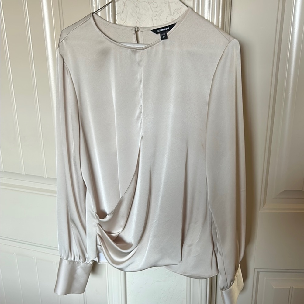 Express Satin Blouse in Cream